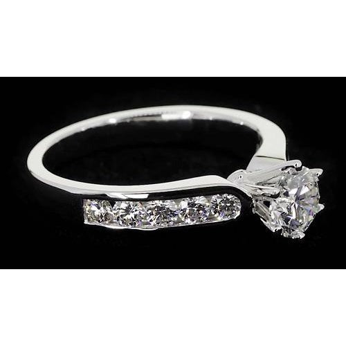 Réel Bague de fiançailles diamant 1.50 carats serti canal or blanc 14K