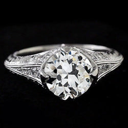 Réel Bague de mariage diamant taille ancienne mine style vintage 2.50 carats filigrane