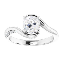 Réel Bague diamant rond taille ancienne sertie de griffes à tige libre 4.50 carats