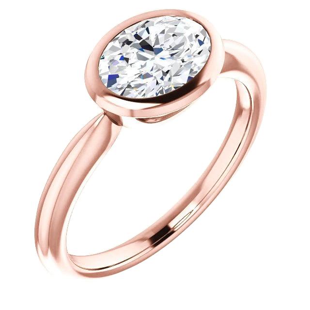 Réel Bague diamant solitaire 4 carats serti clos bijoux en or rose