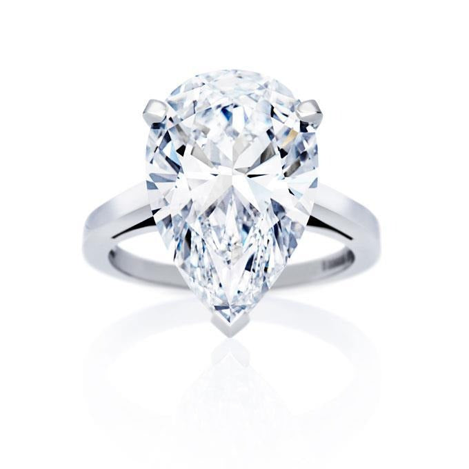 Réel Bague diamant solitaire taille poire 5 carats or blanc Joaillerie