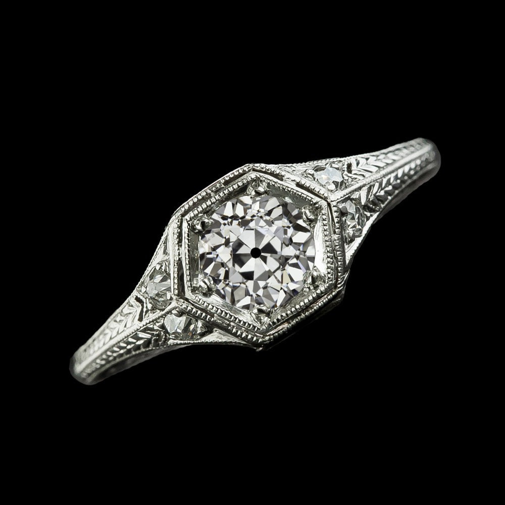 Réel Bague en diamant de style ancien rond de style vintage 2.75 carats bijoux pour dames