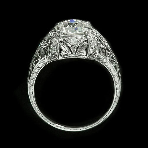 Réel Bague en diamant rond pour femme. style antique Millgrain. 4.25 carats