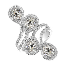 Réel Bague en diamant taille poire ancienne tige torsadée 5 carats bijoux pour femmes