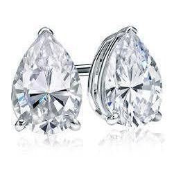 Réel Boucle d'oreille diamant solitaire taille poire 3 carats femme or blanc 14K