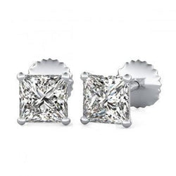 Réel Boucle d'oreille diamant taille princesse 2.50 carats femme or 14 carats