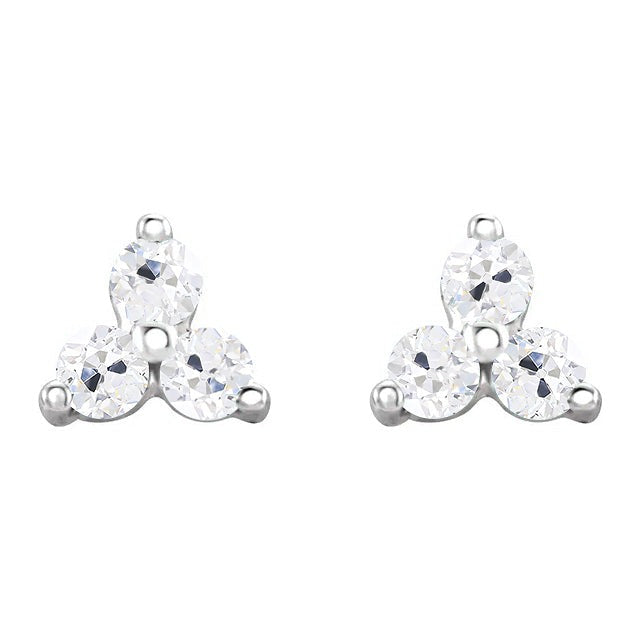 Réel Boucles d'Oreilles Diamants Vieux mineur 6 Carats Taille Ronde Or Blanc 14K