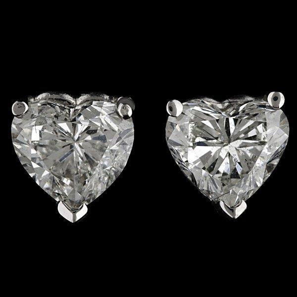 Réel Boucles d'oreilles à diamants taille cœur 6 carats en or blanc massif 14K