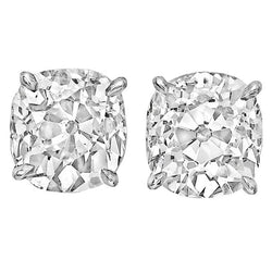 Réel Boucles d'oreilles diamant 4 carats Vieux mineur or blanc 14K