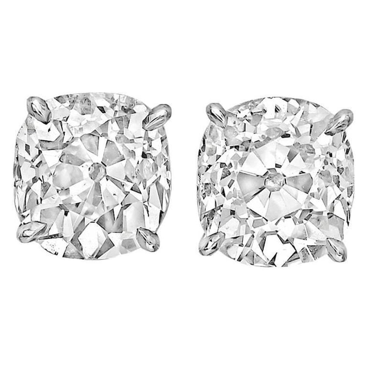 Réel Boucles d'oreilles diamant 4 carats Vieux mineur or blanc 14K