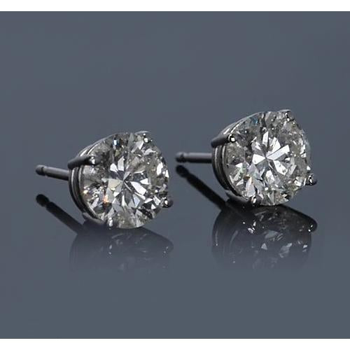 Réel Boucles d'oreilles diamants ronds à griffes 2 carats