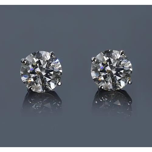 Réel Boucles d'oreilles diamants ronds à griffes 2 carats