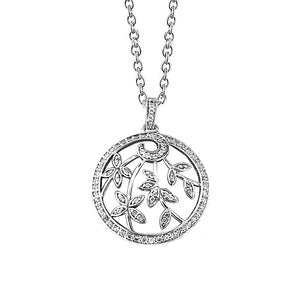 Réel Collier Pendentif Diamants Ronds 4 Carats Or Blanc 14K Nouveau