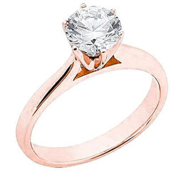 Réel Diamant 1.51 Ct. Bague De Fiançailles Solitaire En Or Rose 14K