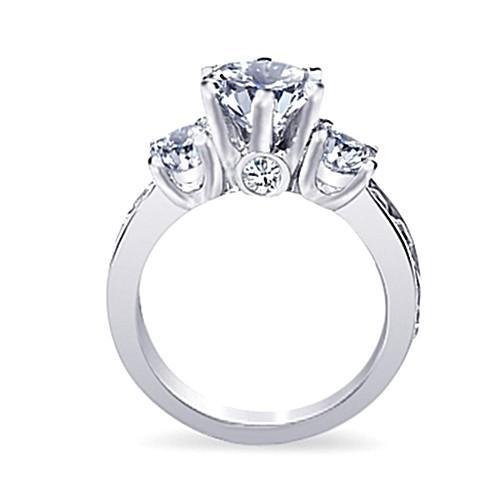 Réel Diamant 3.11 Carat Trois Pierres Bague Style Bijoux Or Blanc 14K