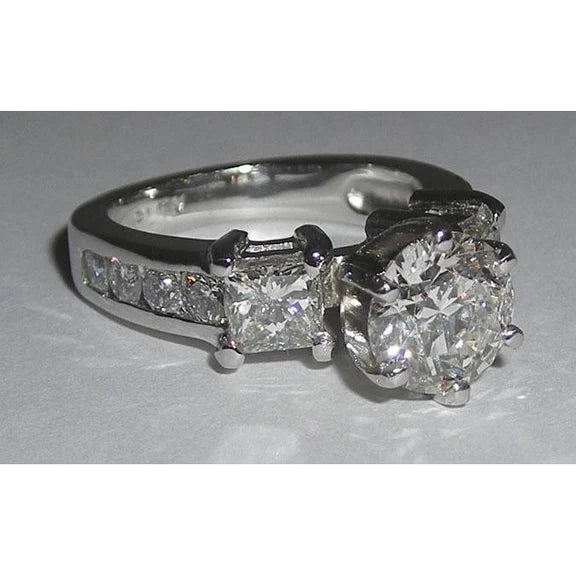 Réel Diamant A Trois Pierres En Or De Haute Qualité 4.01 Ct. Bague De Fiançailles