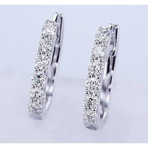 Réel Diamant Créoles en or blanc de 2,40 carats pour femme avec 0.75 pouce