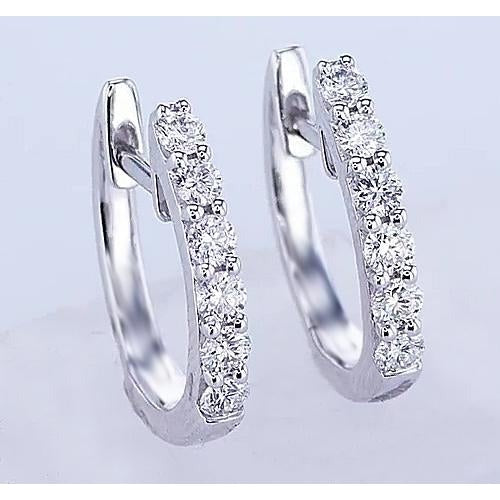 Réel Diamant Créoles en or blanc de 2,40 carats pour femme avec 0.75 pouce