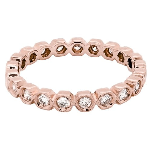 Réel Diamant Eternity Band 2.10 carats lunette sertie millegrain bijoux en or rose