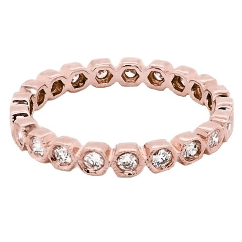 Réel Diamant Eternity Band 2.10 carats lunette sertie millegrain bijoux en or rose