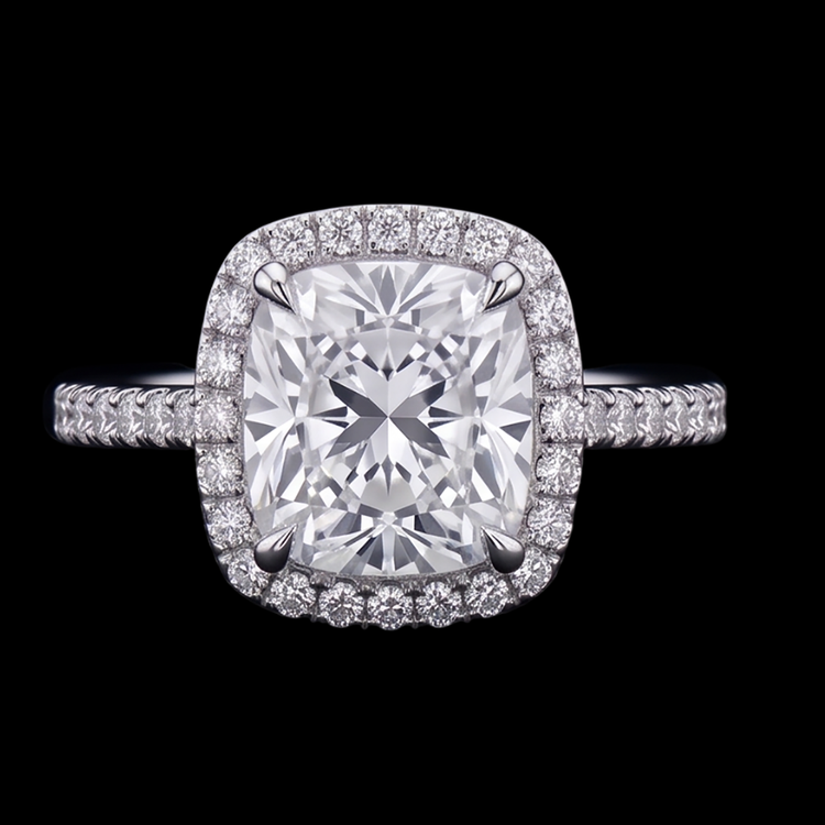Réel Diamant Naturels Extraits des Mines ( et non cultivés en laboratoire ) Central Taille Coussin 2.55 Cts. Bague De Fiançailles