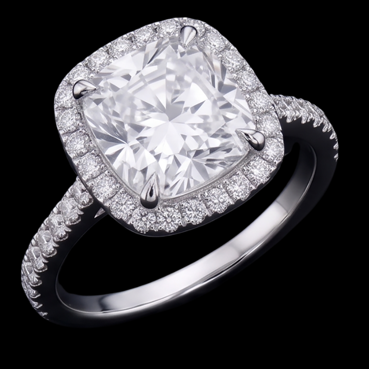 Réel Diamant Naturels Extraits des Mines ( et non cultivés en laboratoire ) Central Taille Coussin 2.55 Cts. Bague De Fiançailles