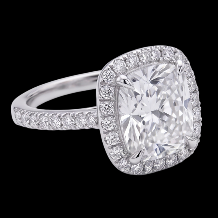 Réel Diamant Naturels Extraits des Mines ( et non cultivés en laboratoire ) Central Taille Coussin 2.55 Cts. Bague De Fiançailles