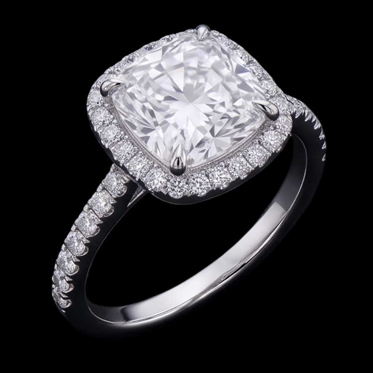 Réel Diamant Naturels Extraits des Mines ( et non cultivés en laboratoire ) Central Taille Coussin 2.55 Cts. Bague De Fiançailles