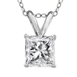 Réel Diamant Solitaire Collier Pendentif Prong Set 2.0 Carat Or Blanc 14K