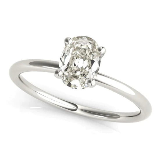 Réel Diamant Solitaire Ovale 3 Carats Taille Vieille Mine Or 3 Carats 14K