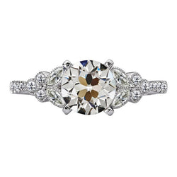 Réel Diamant de style ancien rond et marquise taille ancienne 6 carats en or 14K