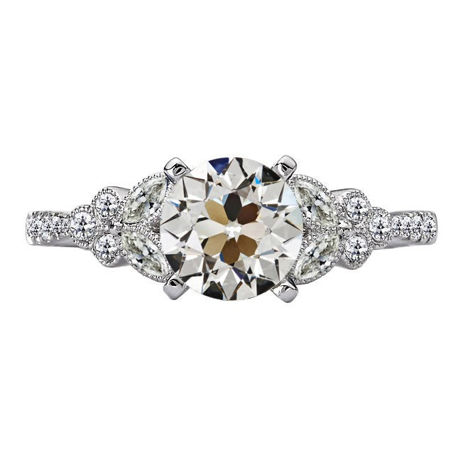 Réel Diamant de style ancien rond et marquise taille ancienne 6 carats en or 14K