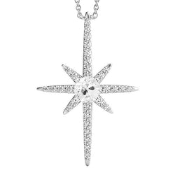 Réel Diamant rond avec pendentif style croix