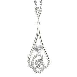 Réel Diamant rond et taille cœur avec pendentif en or blanc