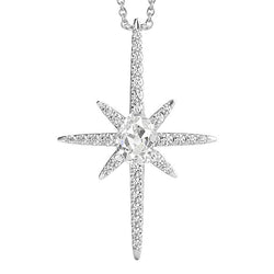 Réel Diamant rond et taille poire en pendentif de style croix