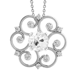Réel Diamant rond pendentif de style vintage
