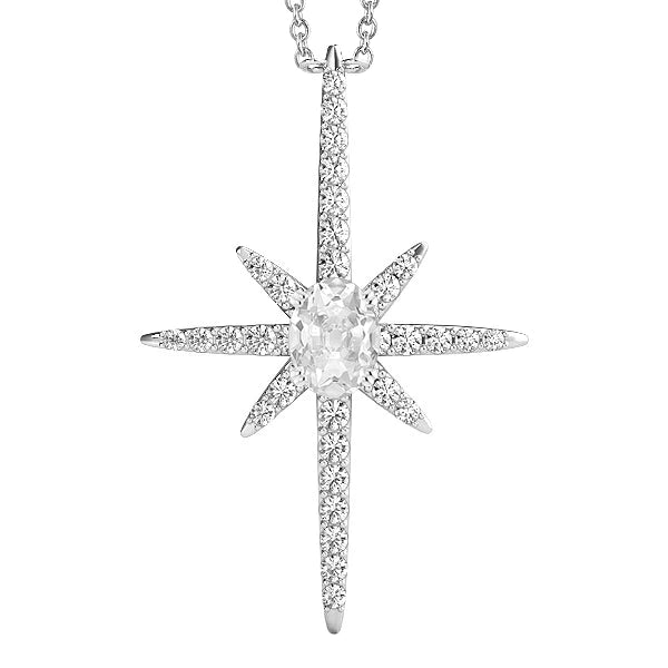 Réel Diamant taille ronde et ovale avec pendentif style croix