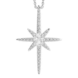 Réel Diamant taille ronde et ovale avec pendentif style croix