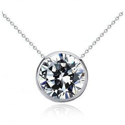 Réel Pendentif Collier Diamant Rond 2 Carats Lunette Sertie Bijoux Or Blanc