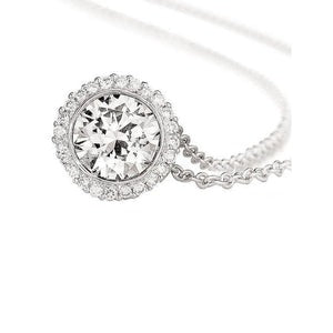 Réel Pendentif Collier Diamant Rond Scintillant 2.24 Carats Or Blanc 14K