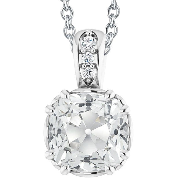 Réel Pendentif Diamant Femme Rond & Coussin Vieux Mineur 5.50 Carats