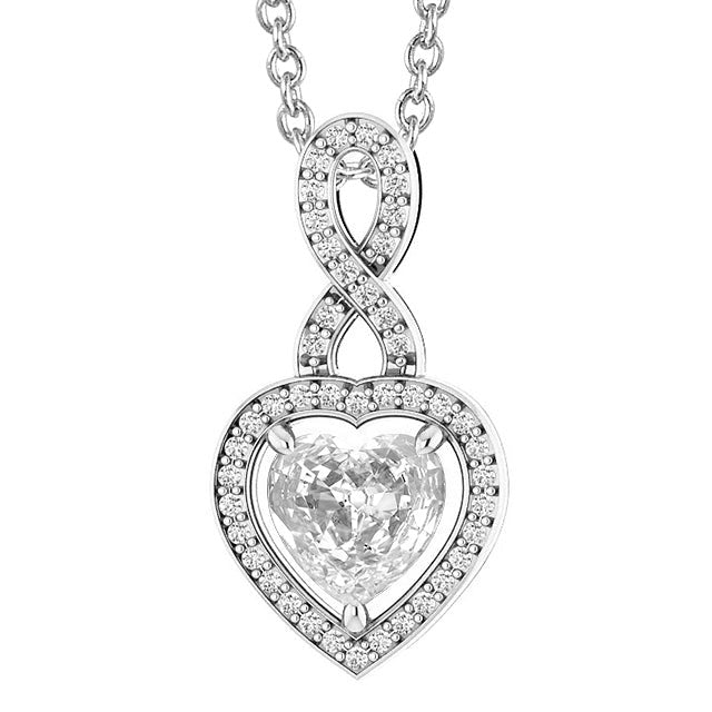 Réel Pendentif Diamant Rond & Coeur Vieux mineur 4.50 Carats Ensemble Griffe