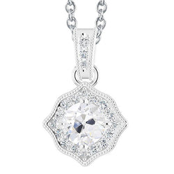 Réel Pendentif Diamant Rond Taille Ancienne Mine Halo 3 Carats Bijoux Femme