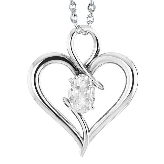 Réel Pendentif Diamant Solitaire Coeur Ovale Vieux mineur 2 Carats