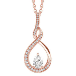Réel Pendentif Diamant Style Infinity Slide Rond & Poire Taille Ancienne 2.50 Carats