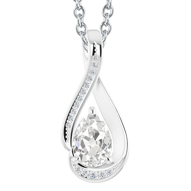 Réel Pendentif Slide Diamond pour femme 3.50 Carats Poire Vieux mineur Twisted Style