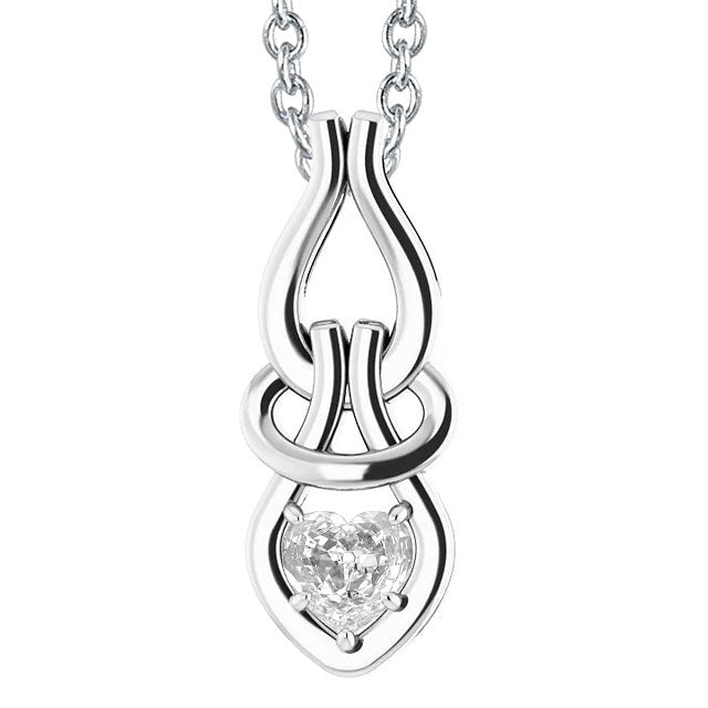 Réel Pendentif Solitaire Coeur Diamant Taille Ancienne 1.50 Carats Or Blanc 14K