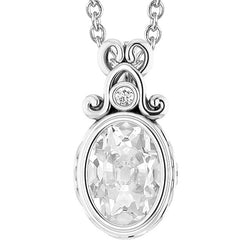 Réel Pendentif diamant rond et ovale taille ancienne avec lunette sertie de 2 pierres de 5.50 ct.