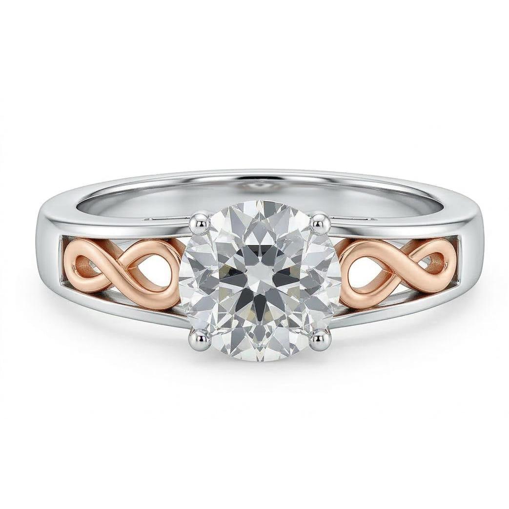naturel round diamant 1.50carats bague angle de côté