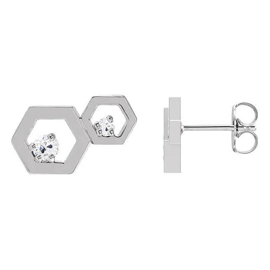 Réel Vieux mineur Diamond Studs 1.50 Carats Hexagon Shape 2 Bijoux en pierre